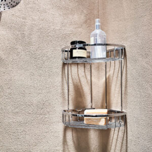 74002 ΡΑΦΙΕΡΑ ΙΝΟΧ ΔΙΠΛΗ ΓΩΝΙΑΚΗ Β.Τ. 20x20cm74002 DOUBLE CORNER BATHROOM SHELF H.D. 20x20cm