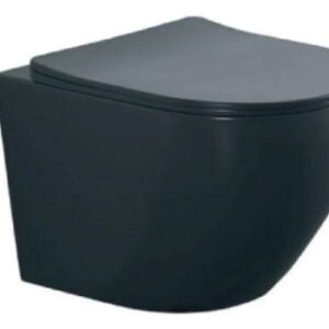 Σετ Λεκάνη Κρεμαστή Πισωστόμια Rimlesss με Καπάκι FIT 325N Μαύρη Ματ