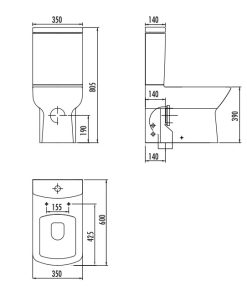 Σετ Λεκάνη Χαμηλής Πιέσεως Back to Wall με Καζανάκι QUADRO LR 3600 S DU - Image 3