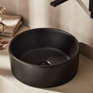 Νιπτήρας Επικαθήμενος Style Φ40cm STY040N Μαύρος Ματ