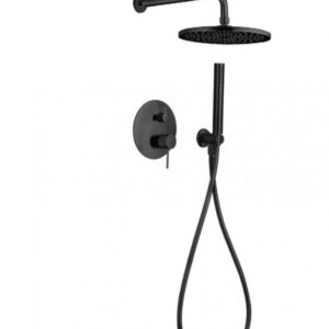 XEN 16010 N ΣΕΤ ΕΝΤΟΙΧ. ΜΕ ΜΙΚΤΗ 2 ΕΞΟΔΩΝ-ΒΡΑΧΙΟΝΑ-ΚΕΦΑΛΗ-ΠΑΡΟΧ-ΤΗΛ-ΣΠΙΡΑΛ BLACK MATTXEN 16010 N SHOWER KIT WITH 2 WAY MIXER, SHOWER ARM, Ø250 MM SHOWER HEAD, SPIRAL, HOSE CONCEALED, OUTLET WITH HAND SHOWER HOLDER