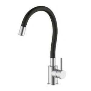 Μπαταρία Πάγκου Κουζίνας Built Χρωμέ με Εύκαμπτο Μαύρο Στόμιο