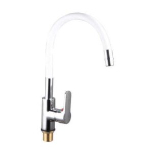 Μπαταρία Πάγκου Κουζίνας Salve Flex με Εύκαμπτο Λευκό Στόμιο Ορειχάλκινη 13110W