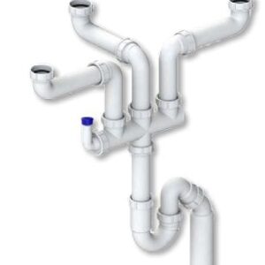 Σιφόνι Τριπλό Νεροχύτη 1 1/2" Εξοικονόμησης Χώρου και Έξοδο Φ50